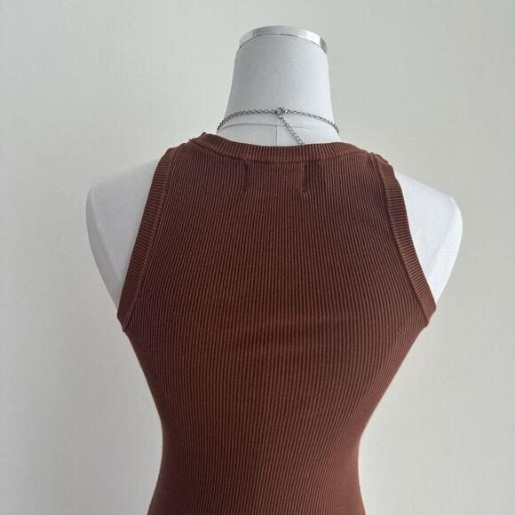DISSH Dress Womens Small Jenna Knit Ribbed Midi Bodycon Fitted Tank Brown - Picture 3 of 8